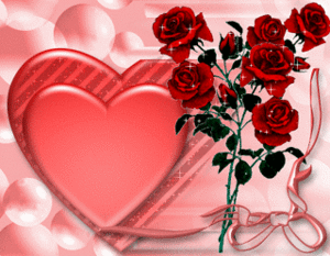 Gif animé coeur bouquet de roses